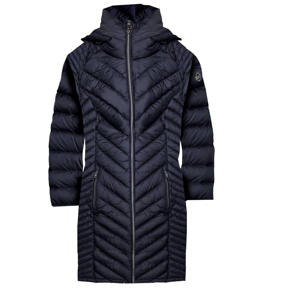 NEW MICHAEL KORS women's chevron double layer zipper packable coat in black